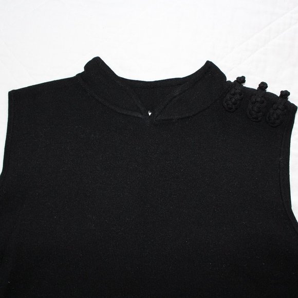 NWT Sleeveless Black Silk Top with Shoulder Detail - Picture 2 of 12